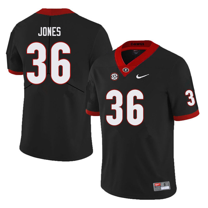 Georgia Bulldogs #36 Garrett Jones College Football Jerseys Sale-Black